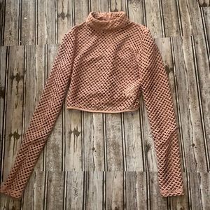 Blush pink fishnet crop top